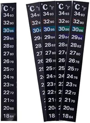 Aquarium Fish Tank Dual C/F Scale Flat Thermometer Sticker 13.1 x 1.9cm Black White