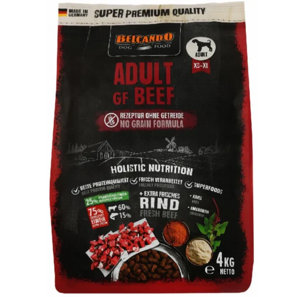Belcando Dry Food with Beef, Krill and Amaranth for XS to XL Breed Adult Dogs 4kg 1935 Belcando Dry Food with Beef, Krill and Amaranth for XS to XL Breed Adult Dogs