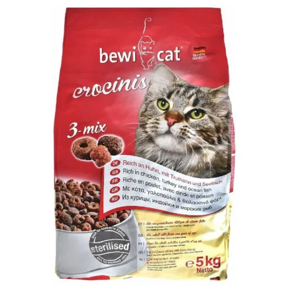 Bewi Cat Crocinis 3 Mix Dry Food Sterilized Adult Cats 5 kg 1525 Bewi Cat Crocinis 3 Mix Dry Food Sterilized Adult Cats