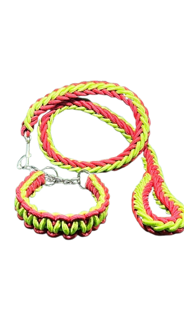 Braided Dog Leash 220 Dog Collar and Leash Set, Heavy Duty Nylon Braided Rope Strong 4 FT Dog Leash and Dog Training Collar for Small Medium Large Dogs