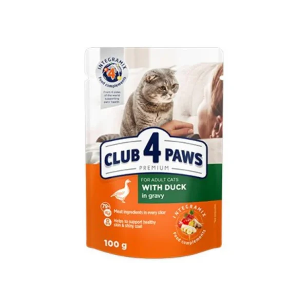 Club 4 Paws Wet Food with Duck in Gravy for Adult Cats 100 gr 50 Club 4 Paws Wet Food with Duck in Gravy for Adult Cats 100 gr