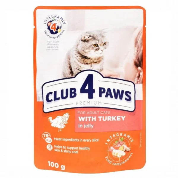 Club4Paws Wet Food For Adult Cats With Turkey 100 gr 50 Club4Paws Wet Food For Adult Cats With Turkey 100 gr
