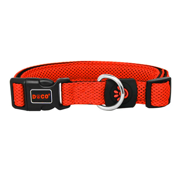 DOCO Large red Mesh Dog Collar 46 to 66 in 3.2cm 550 HEAVY-DUTY MATERIAL-This dog braided martingale collar and leash set is made of safety climbing rope to provide greater durability and longevity. It won't break even use on extra large dogs that weigh over 100 pounds COLLAR & LEASH SET - No separate collar or harness needed. Simply loop the leash over your dog's neck and go. Save you time and money. FREEDOM WITH CONTROL - No more twist and struggle, 360 rotatable hook for easy movement on walks & in dog obedience training class. STRONG & DURABLE: Unbeatable Strength Dog leash & collar with 8x braided nylon threads meet search & rescue standards IDEAL DESIGNED-Different sizes with different thickness of hardware to make sure the safe of your dog