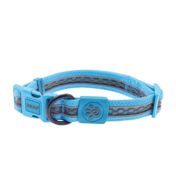 DOCO X Large Blue and gray Reflective Mesh Dog Collar 48 to 76 in 3.8 cm 650 HEAVY-DUTY MATERIAL-This dog braided martingale collar and leash set is made of safety climbing rope to provide greater durability and longevity. It won't break even use on extra large dogs that weigh over 100 pounds COLLAR & LEASH SET - No separate collar or harness needed. Simply loop the leash over your dog's neck and go. Save you time and money. FREEDOM WITH CONTROL - No more twist and struggle, 360 rotatable hook for easy movement on walks & in dog obedience training class. STRONG & DURABLE: Unbeatable Strength Dog leash & collar with 8x braided nylon threads meet search & rescue standards IDEAL DESIGNED-Different sizes with different thickness of hardware to make sure the safe of your dog