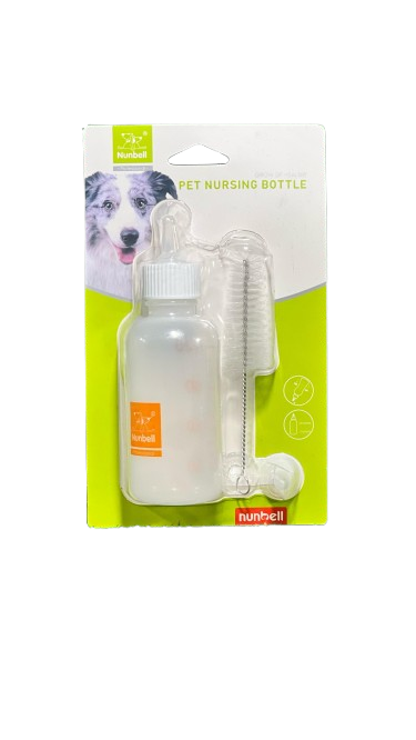 Nunbell Orange Pet Nursing Bottle with Brush and Teat 60ml