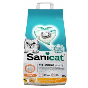 Sanicat Duo White Clumping Cat Litter Vanilla And Mandarin 10 L