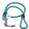 turquoise and black Reflective Rope Dog Leash with zip